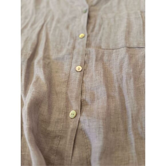 Scandal made in Italy Dainty Linen Tie Front Lavender Button Down Top Size L - Picture 4 of 10